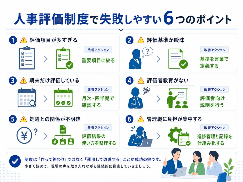 人事評価制度で失敗しやすい6つのポイントと改善策